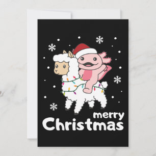 Axolotl Llama Alpaca Merry met kerstdieren Feestdagenkaart