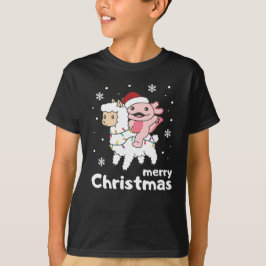 Axolotl Llama Alpaca Merry met kerstdieren T-shirt