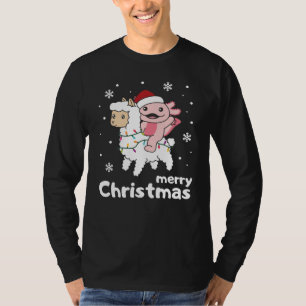 Axolotl Llama Alpaca Merry met kerstdieren T-shirt