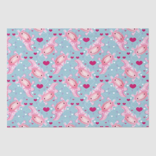 Axolotl Love roze Tissuepapier (Voorkant)