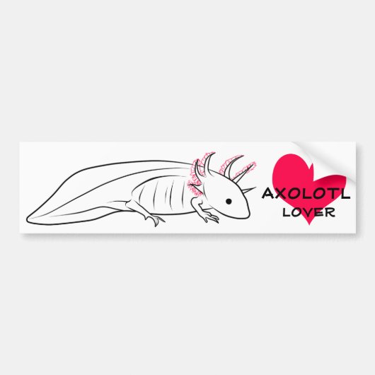 Axolotl Lover met hart Bumpersticker (Voorkant)