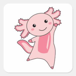 Axolotl Lovers Cute Animals for Kids Pink Vierkante Sticker
