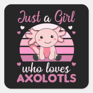 Axolotl Lovers Sweet Animals for Girls Pink Square Vierkante Sticker