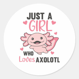 Axolotl Lovers Sweet Animals voor meisjes Roze Ronde Sticker