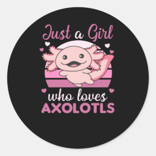 Axolotl Lovers Sweet Animals voor meisjes Roze Ronde Sticker