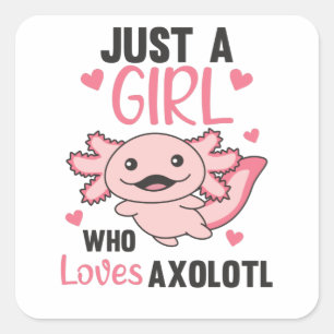 Axolotl Lovers Sweet Animals voor meisjes Roze Vierkante Sticker