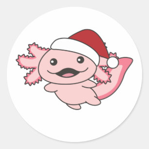 Axolotl Merry Christmas Winter Axolotl Ronde Sticker