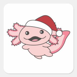 Axolotl Merry Christmas Winter Axolotl Vierkante Sticker