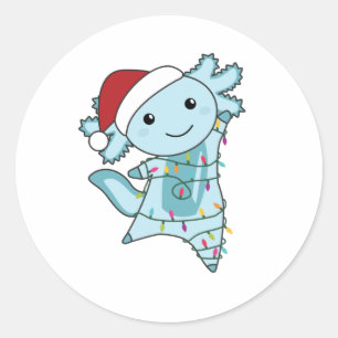 Axolotl Merry Winter Animals Axolotls Ronde Sticker