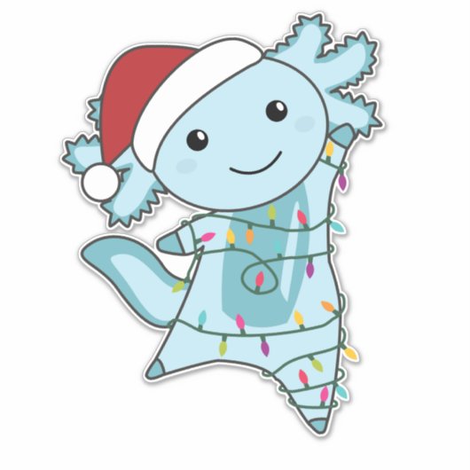 Axolotl Merry Winter Animals Axolotls Sticker (Voorkant)