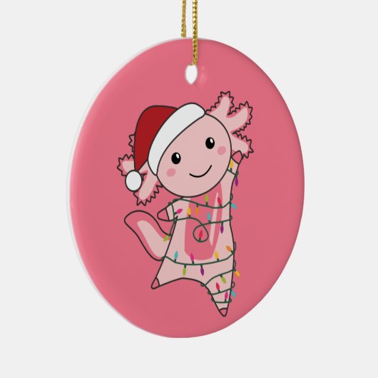 Axolotl Merry Winter Animals Keramisch Ornament (Rechts)
