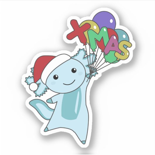 Axolotl Merry Winter Animals Sticker (Voorkant)