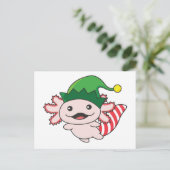 Axolotl Merry Winter Elf Axolotl Postcar Briefkaart (Staand voorkant)