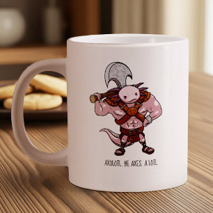 Axolotl met een bijl Gladiator krijger Kunstwerk Extra Grote Beker