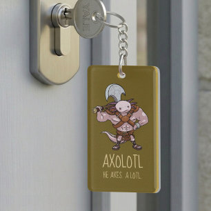 Axolotl met een bijl Gladiator krijger Kunstwerk Sleutelhanger