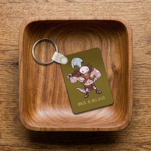 Axolotl met een bijl Gladiator krijger Kunstwerk Sleutelhanger