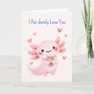 Axolotl Met een Boeket Salamanderliefde Feestdagen Kaart