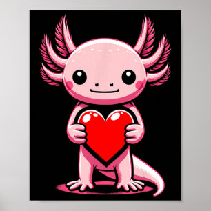 Axolotl met hart Valentijnsdag Schattig Valentijns Poster