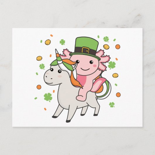 Axolotl met Unicorn St. Briefkaart (Voorkant)