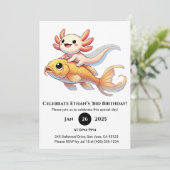 Axolotl on Koi Birthday Kaart (Staand voorkant)