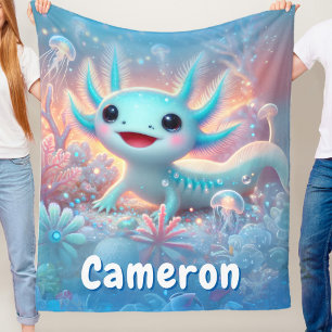 Axolotl Onderwater Neon Jongen Axolotl  Fleece Deken