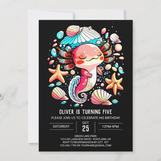 Axolotl online pastel verjaardag kaart (Voorkant)