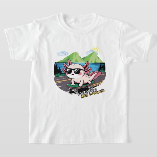 Axolotl op een skateboard t-shirt (Laagn)