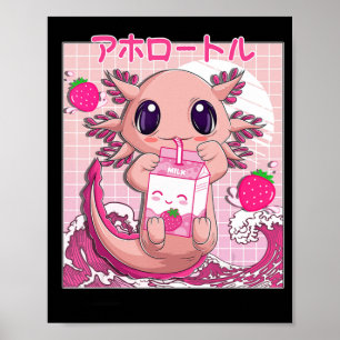 Axolotl Pastel Gothic Strawberry Milk Shake Anime  Poster