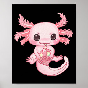 Axolotl Pastel Gothic Strawberry Milk Shake Anime Poster