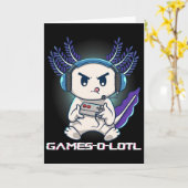 Axolotl Playing Console Video Games Gamesolotl Gam Kaart (Gele Bloem)