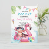 Axolotl Pool party theme invitation (Debout devant)