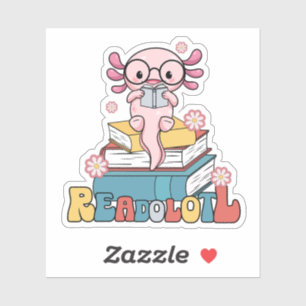 Axolotl Pun Schattigee Boekenwormlezer lezen Sticker