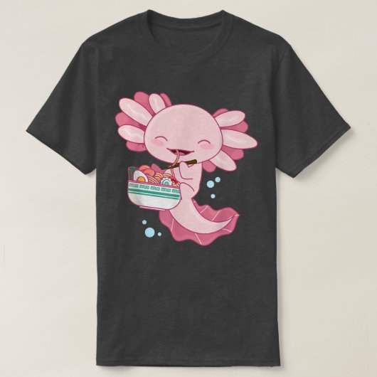 Axolotl Ramen Bowl, Axolotl die Japanse ramen eet T-shirt (Design voorkant)