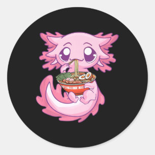 Axolotl Ramen Kawaii Japans Anime Noodle Gift Gi Ronde Sticker