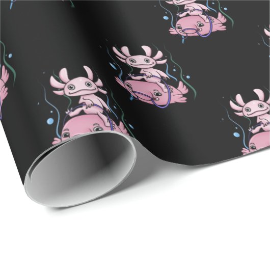 Axolotl Riding Blobfish Cadeaupapier (Rol Hoek)