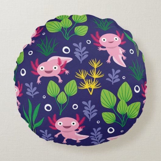 Axolotl Rond Kussen (Voorkant)