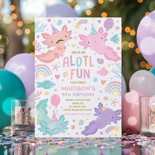 Axolotl Roze Meisje Party Alotl Leuk Verjaardagsfe Kaart