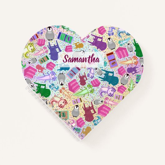 Axolotl Roze Trappen Custom Heart Spiral Notitiebo Notitieboek (Voorkant)