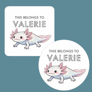 Axolotl Salamander Schattig Persoonlijk Behoort Aa Ronde Sticker