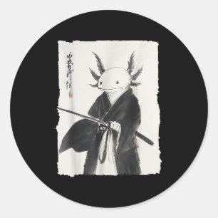 Axolotl Samurai Janpanese Warrior Art Anim Ronde Sticker