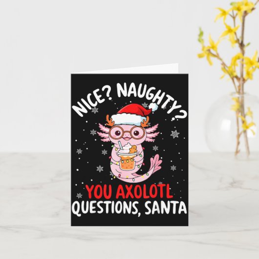 Axolotl Santa Hat Axolotl Questions Christmas Boys Kaart (Gele Bloem)