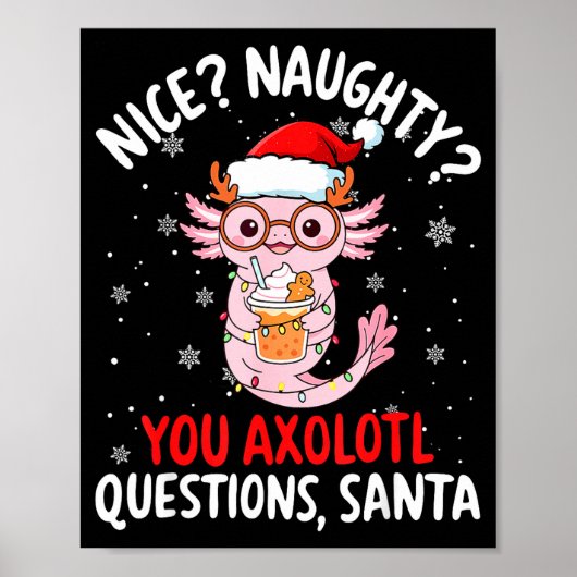 Axolotl Santa Hat Axolotl Questions Christmas Boys Poster (Voorkant)