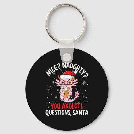 Axolotl Santa Hat Axolotl Questions Christmas Boys Sleutelhanger (Voorkant)