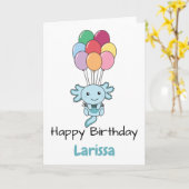 Axolotl S'Envole Avec Une Carte Ballons Colorée (Fleur jaune)