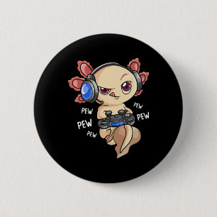 Axolotl Shirt Kinder Jongens Gamers - Kawaii Video Ronde Button 5,7 Cm