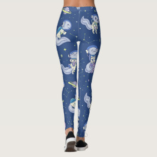 Axolotl Spaceman Pattern Leggings