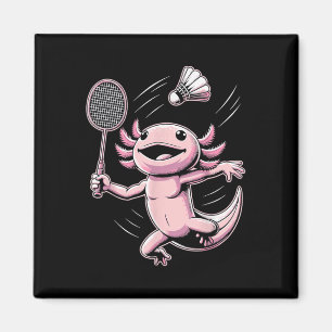 Axolotl speelt badminton speler shuttle sport magneet