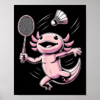 Axolotl speelt badminton speler shuttle sport 