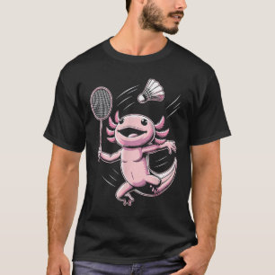 Axolotl speelt badminton speler shuttle sport t-shirt