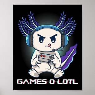 Axolotl speelt console-videogames Gamesolotl Gam Poster
